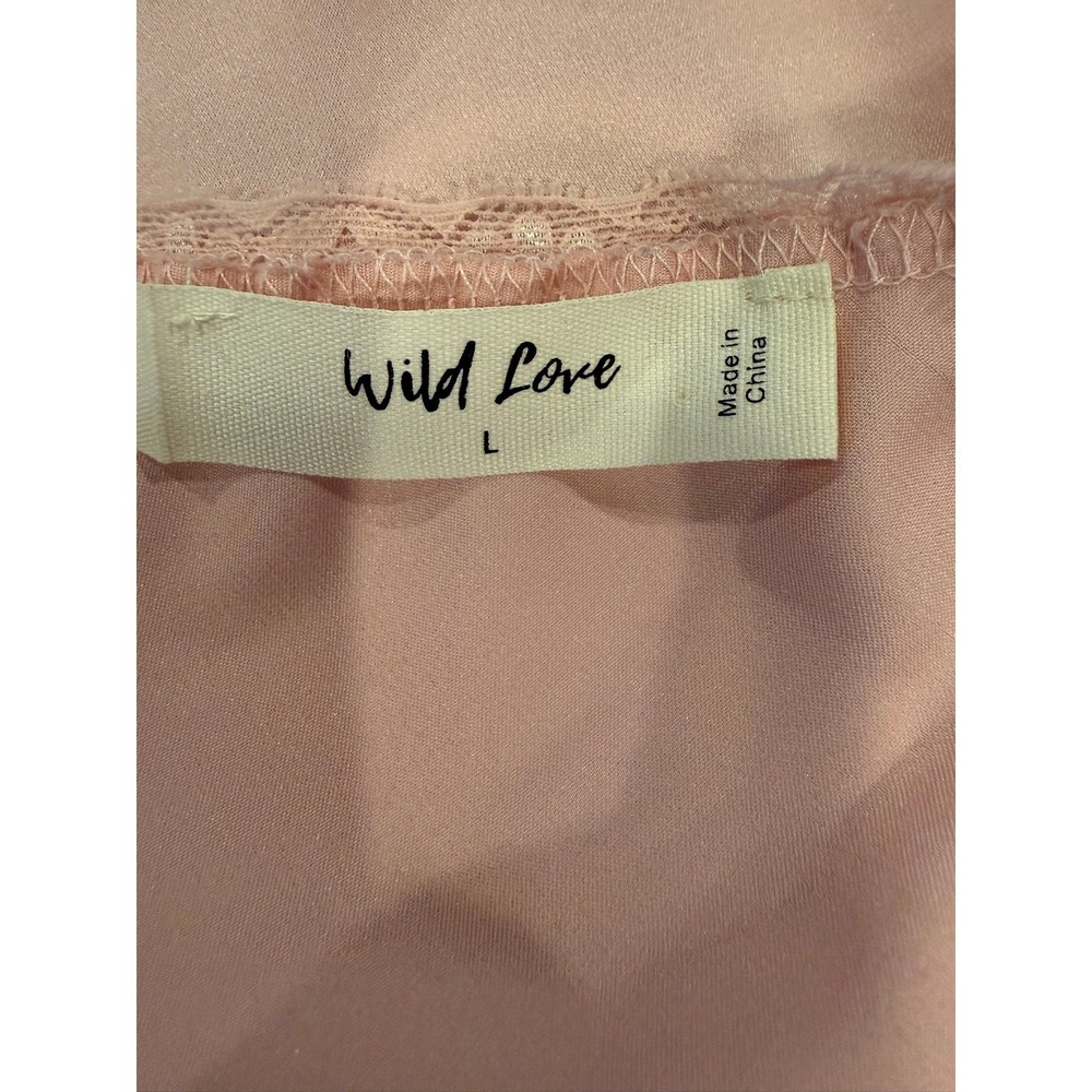 Wild Love Cami Top Womens Large Pink Excellent Lace Trim Satin - Picture 4 of 5